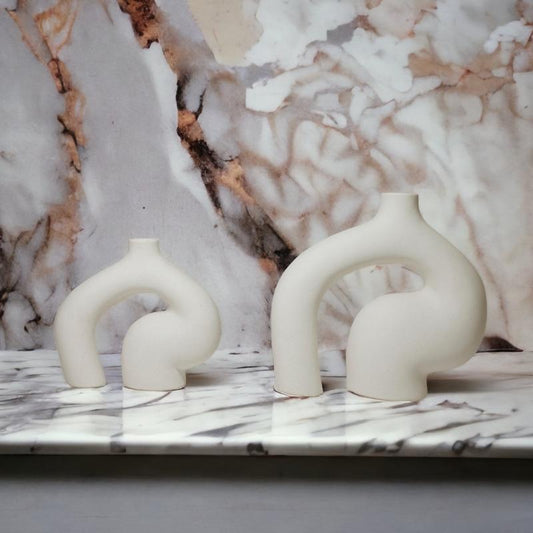 Aesthetic Ceramic Pampas Vase - Unique Modern Vases for Living Area, Office, Table, and Home Decor - Centerpiece Decorative Vase with Decent Design | Handmade | White Flower Boho Room Ornaments Light