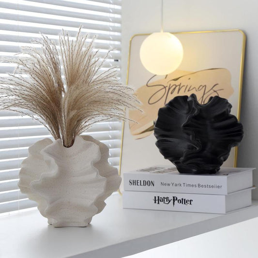 Comfycici Ceramic Vases, Black, White Simple Modern Coral Vases, Unique Vases for Living Room, Home Decoration Gift Nature Ornaments Decorative Vase