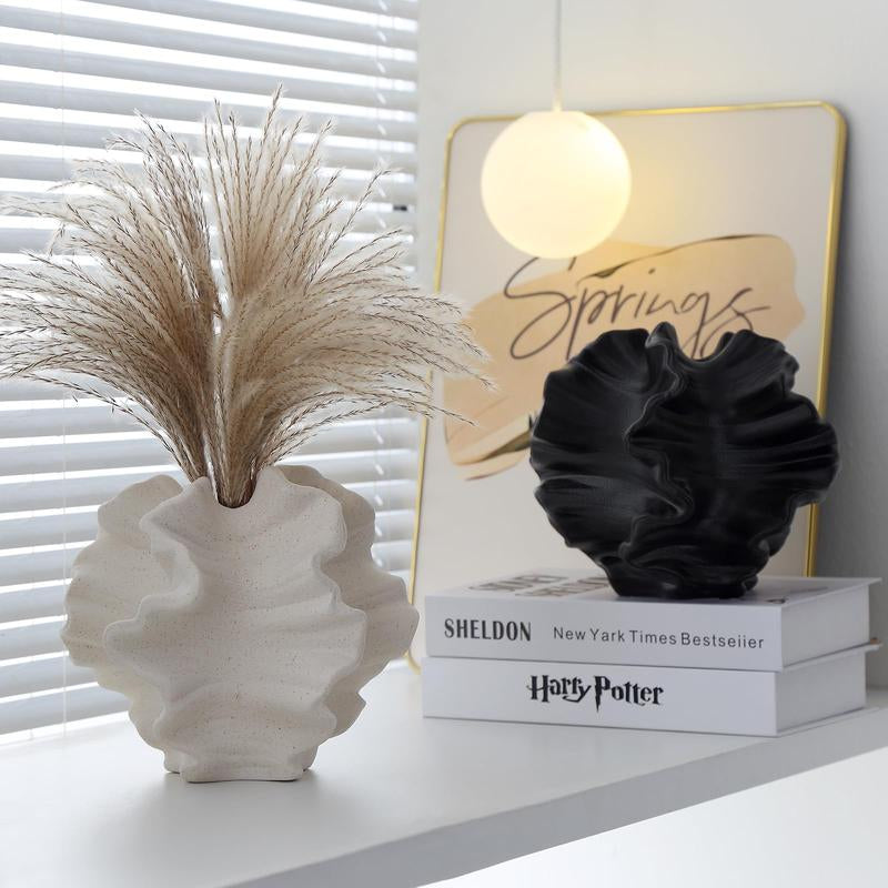 Comfycici Ceramic Vases, Black, White Simple Modern Coral Vases, Unique Vases for Living Room, Home Decoration Gift Nature Ornaments Decorative Vase